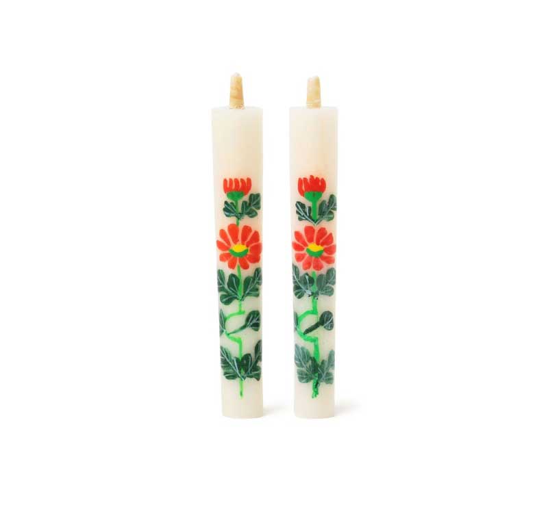 Hand Painted Candles Chrysanthemum.