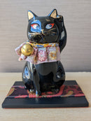 Maneki Neko Beckoning Cat For Fortune & Longevity Black.