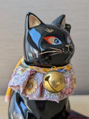 Maneki Neko Beckoning Cat For Fortune & Longevity Black.