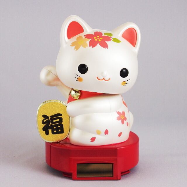 Solar Maneki Neko Cherry Blossom