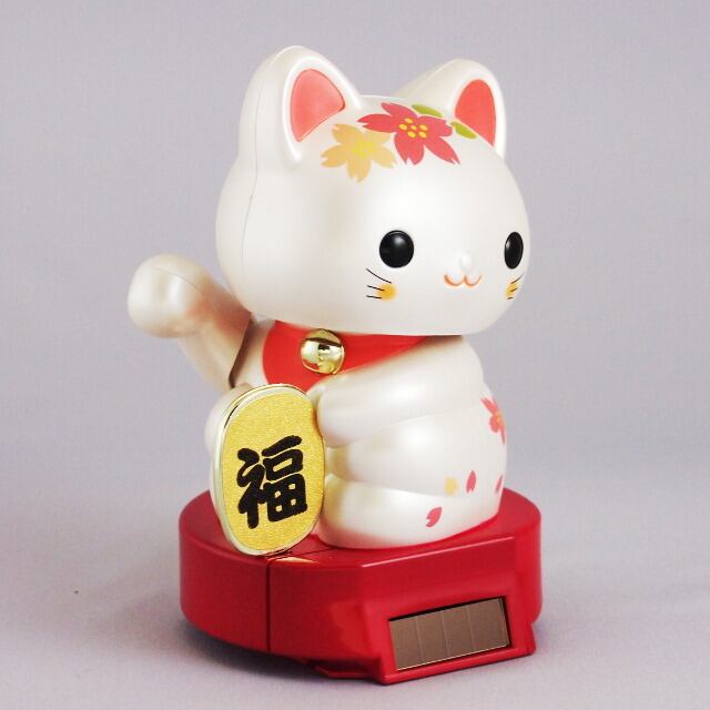 Solar Maneki Neko Cherry Blossom