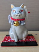 Maneki Neko Beckoning Cat For Fortune & Longevity Gray.