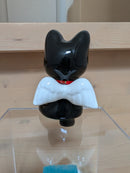 The black cat has white wings.