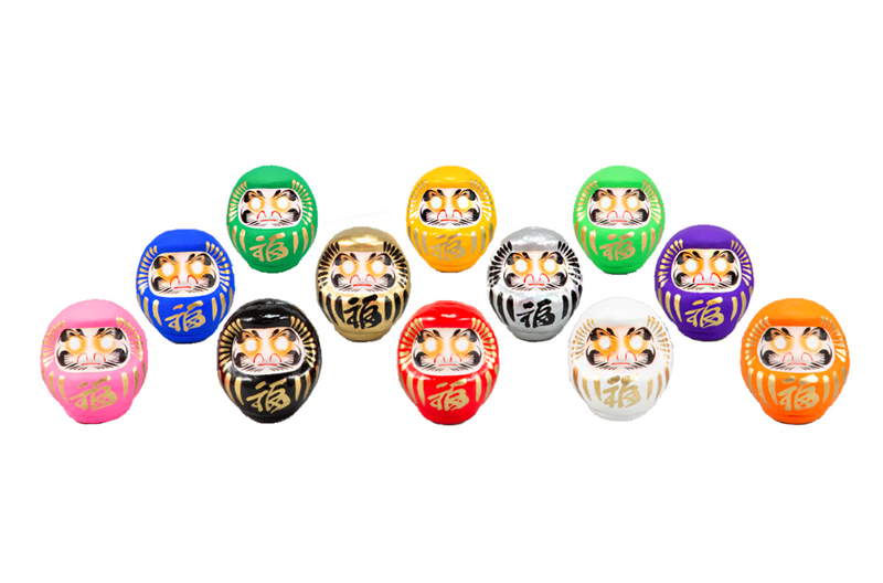 Color Daruma M /Crane turtle (set of 3).