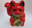 Red Koban Maneki Neko Right Arm Raised.