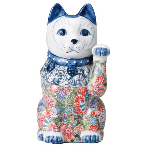 Yuzen Porcelain Maneki Neko Left Paw.
