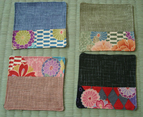 Set of 4 Japanese fabric coasters.