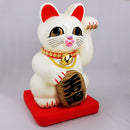 Solar Maneki Neko White Large.