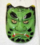 Children's Kagura Dance Masks - Green Devil.