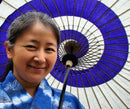 Light Blue and White Spiral Umbrella.