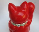 Red Koban Maneki Neko Right Arm Raised.